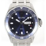 A Bulova Classic Sports gentleman's 200m quartz blue stainless steel wristwatch.