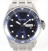 A Bulova Classic Sports gentleman's 200m quartz blue stainless steel wristwatch.