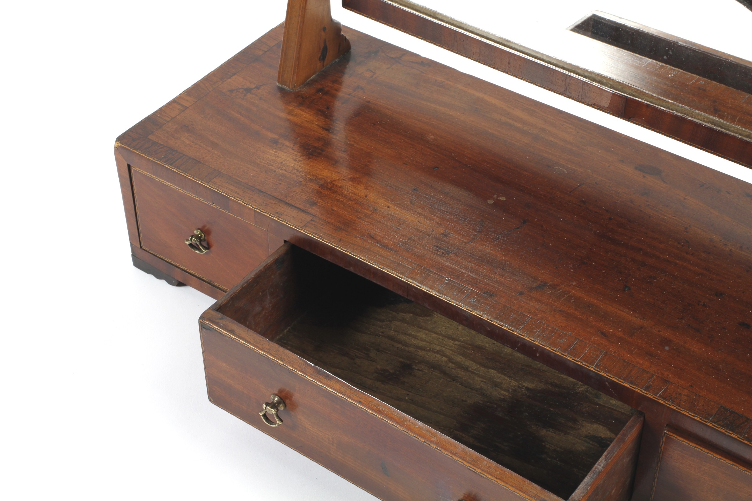 A Georgian mahogany swing mirror with three drawer base. - Image 2 of 2
