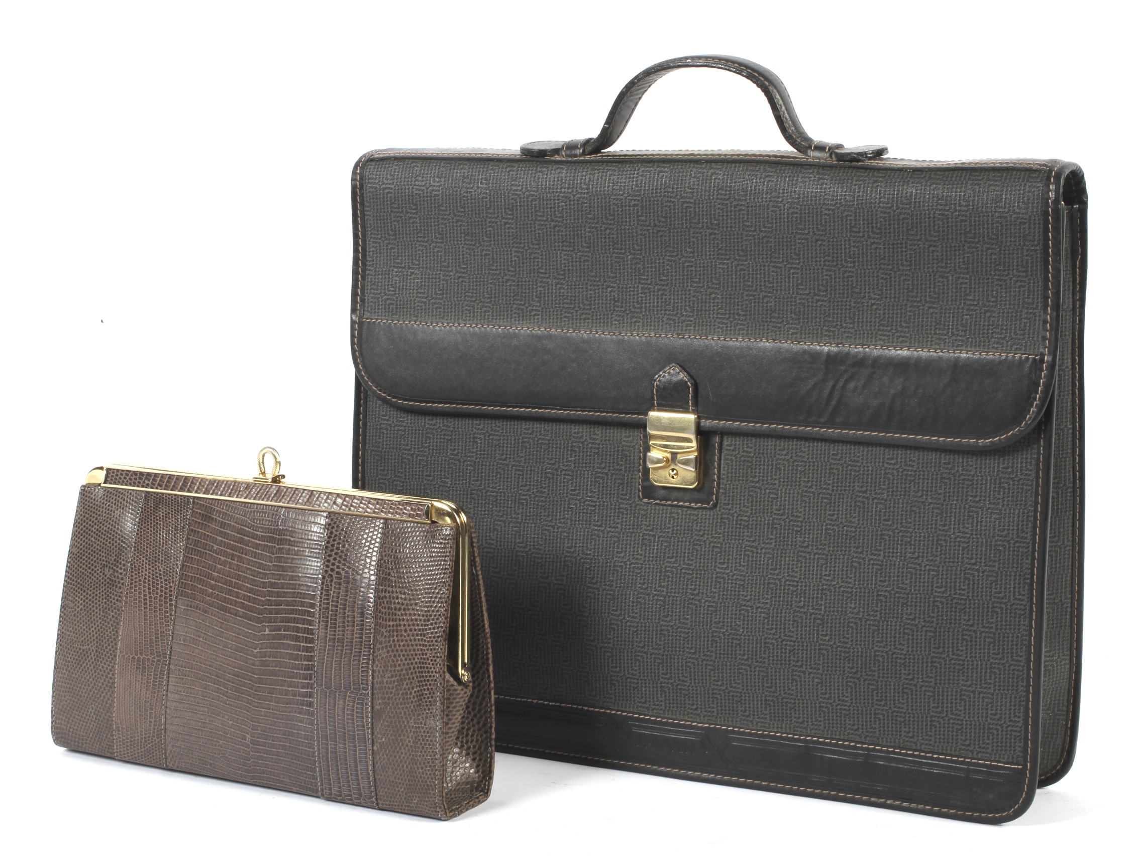 A Lanvin black leather satchel and a vintage ladies Widegate leather purse.