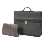 A Lanvin black leather satchel and a vintage ladies Widegate leather purse.