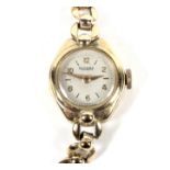 A 9ct gold Rotary ladies wrist watch and strap.