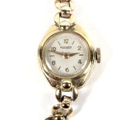 A 9ct gold Rotary ladies wrist watch and strap.