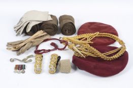 An assortment of military uniforms and equipment.