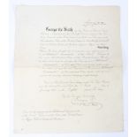 An official charter relating to Major Robert Frederick Brelmer