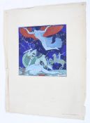 After George Barbier (1882-1932), Art Deco Mythological Scene, hand coloured print.