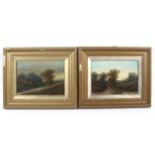 A pair of 20th century oil on canvases.