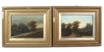 A pair of 20th century oil on canvases.