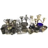 An assortment of silver plated wares.