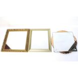 Three contemporary mirrors. Two with gilt frames, largest 61cm x 61.