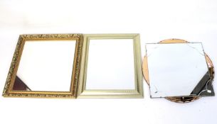 Three contemporary mirrors. Two with gilt frames, largest 61cm x 61.