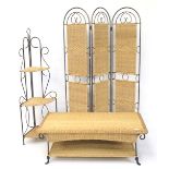 Four pieces of wicker furniture.