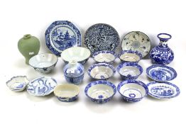 An assortment of 19th and 20th century Chinese blue and white ceramics.