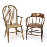 Two 20th century oak chairs.