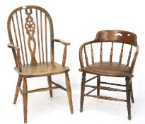 Two 20th century oak chairs.