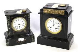 Two early 20th century slate mantel clocks.