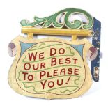 A vintage Carnival wooden hand painted double sided sign.