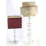 Two contemporary table lamps with shades.