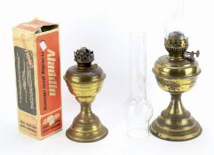 Two 20th century brass oil lamps.