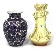 A contemporary Chinese ceramic vase and a large Art Nouveau style twin-handled vase.