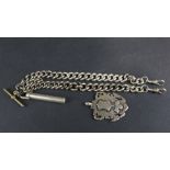 A Victorian silver Albert chain with silver fob.