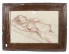 20th century French school pastel portrait of a reclining. Unsigned, 33.