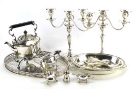 An assortment of silver plated wares.