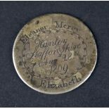 An engraved coin to Eleanor Mercy. Dated 28th August 1809 from her Brother I.