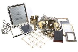 An assortment of silver plated wares.