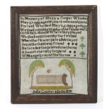 A 19th century oak framed needlework sampler.