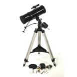 A Helios astronomical telescope and tripod and various accessories.