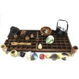 A collection of assorted treen and soapstone collectables.