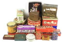 A collection of printed tins.