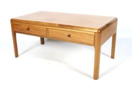 A retro oak rectangular coffee table.