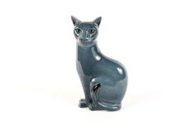 A Poole pottery seated blue cat figurine,