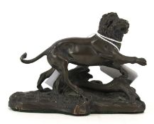 A 1976 Franklin Mint signed Pollani bronze statue of a lion.
