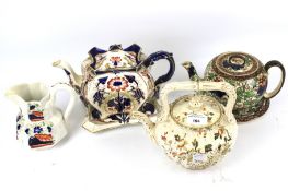 Three 19th century and later teapots and a jug.