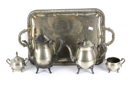 A silver plate part coffee service.