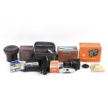 A collection of photographic and dark room equipment and accessories.