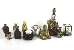 A group of assorted Oriental items including a fine detailed Cloisenne vase 12cm (AF),