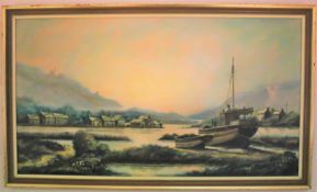 Don Hughes, oil on canvas. River scene, dated '79.