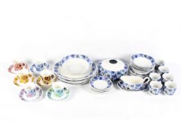 Collection of 1960s and 1970s vintage harlequin retro design cups and saucers and a English