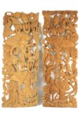 Two Thai carved and pierced wood panels.