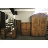 An Art Deco burr walnut veneered four piece bedroom suite.