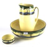 A Royal Doulton wash set with bowl, jug and dish, D3255. 32cm high.