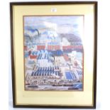 A framed 20th century print of a Victorian industrial dockside scene. 40.5cm x 51cm exc.