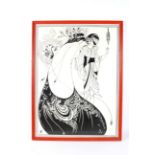 A print of Audrey Beardsley 'The Peacock Skirt', framed and glazed. 60 x 83cm.