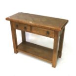 A John Lewis parquetry top console hall table. With two drawers beneath, above a low shelf.