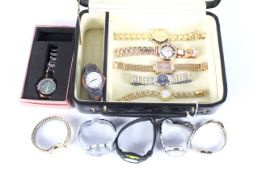 An assortment of ladies and gentleman's wristwatches.