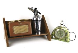 Four assorted vintage household items.